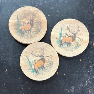 Elk Design Coasters Set of 3 Vintage